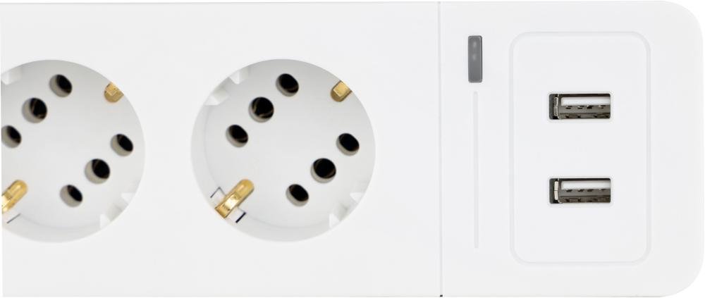 Steckdosenleiste COMBINI 6-fach weiß mit USB und ÜSS Produktbild img2 L