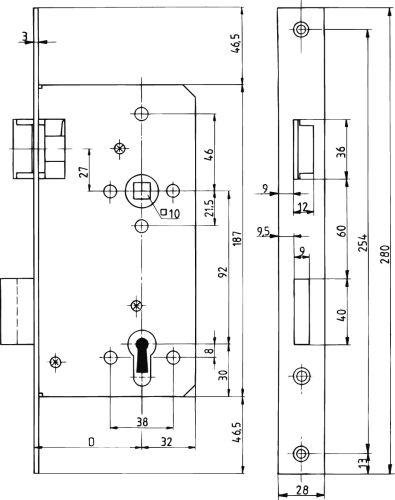 Einsteckschloss 154 PZW, für stumpfe Haustüren Produktbild img2 L