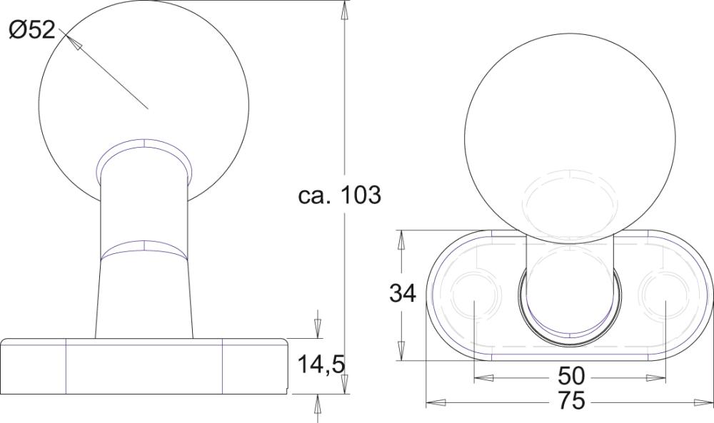 Knopf, Ares 2033/4010,8, F1 eloxiert,o. No. Produktbild img2 L