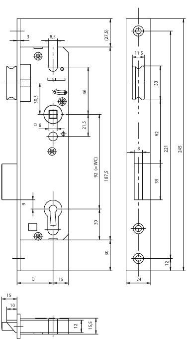 Einsteckschloss Nr. 28-PZW<br>für Rohrrahmentüren Produktbild img2 L
