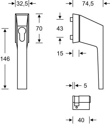 Fenstergriff,7mm, 0 34 3495,Alu F1 FSB Produktbild img2 L