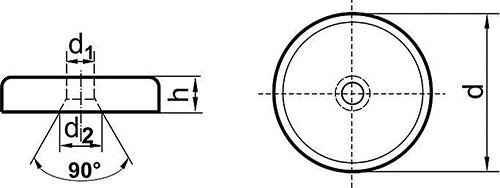 Neodym-Magnet-Flachgreifer mit Durchgangsbohrung und Ansenkung Produktbild img2 L