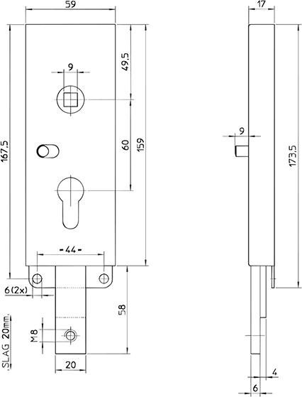 Garagentor-Schloss Bever 8002 PZ60/9 unten schl. Produktbild img2 L