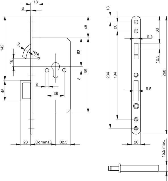 Schiebetürschloss,<br>mit Zirkelriegel, 0353 Produktbild img2 L