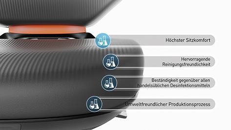 BIMOS Arbeitsstuhl Texon 4 mit Sitzstopprollen+Fußring Sitzhöhe 570-850mm Skintec-Polster schwarz Produktbild img4 L