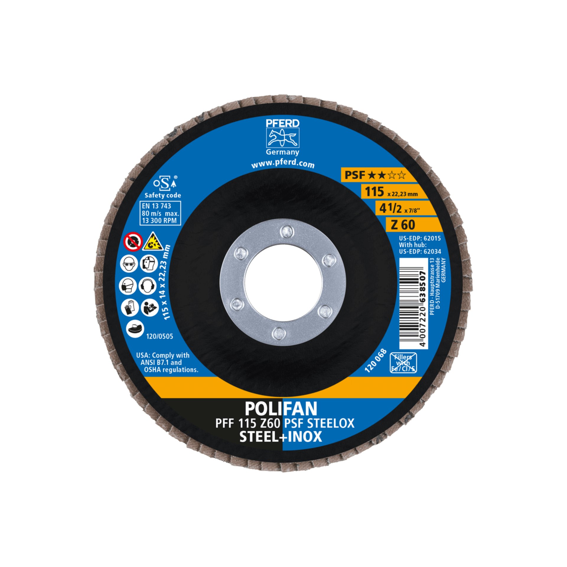 PFERD TOOLS POLIFAN-Fächerscheiben Zirkonkorund Z PSF STEELOX ★★☆☆ Produktbild img2 L