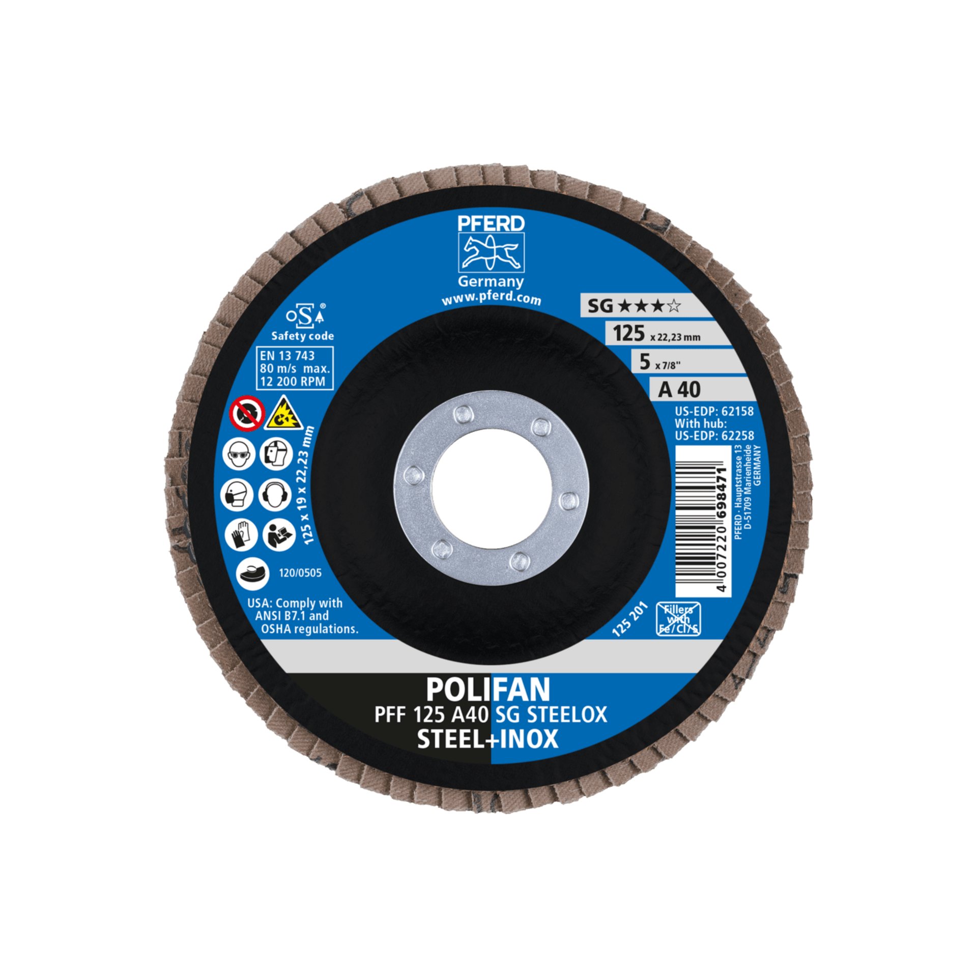 PFERD TOOLS POLIFAN-Fächerscheiben Korund A SG STEELOX ★★★☆ Produktbild img2 L