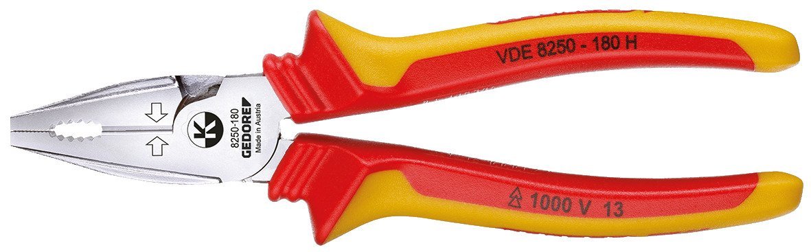 GEDORE VDE 8250-180 H VDE-Kraft-Kombinationszange mit Hüllenisolierung 180 mm Produktbild img1 L