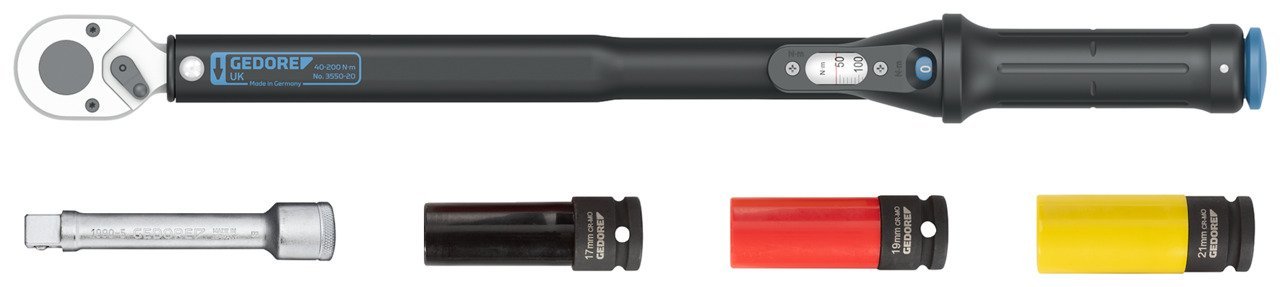 GEDORE 3550-UK-LS4 Drehmomentschlüssel TORCOFLEX UK Set 1/2" 40-200 Nm Produktbild img1 L