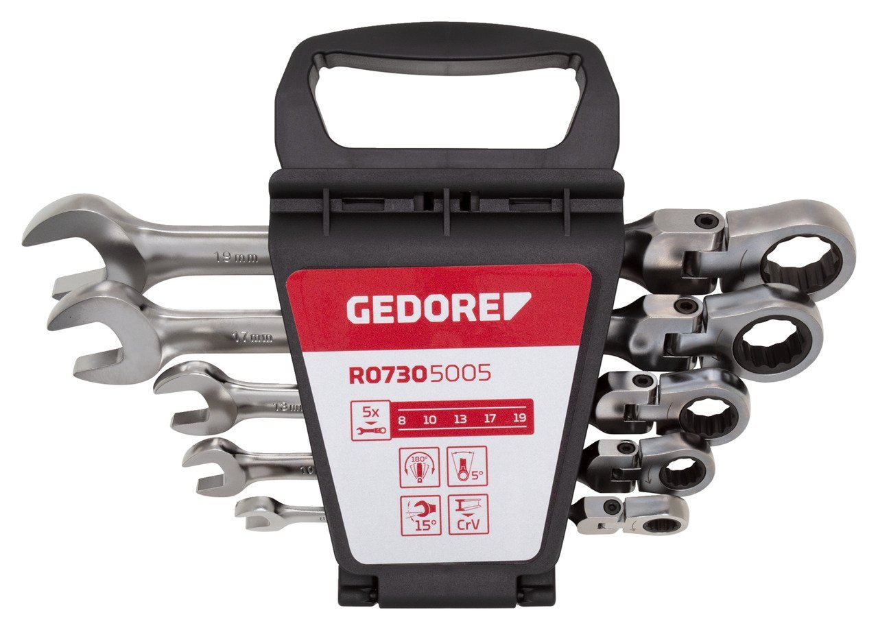 GEDORE R07305005 Gelenk-Ringratschenmaulschlüssel-Satz SW8-19 mm Produktbild img1 L