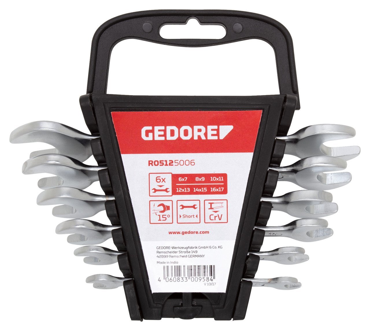 GEDORE R05125006 Doppelmaulschlüssel Satz kurz SW6-17 mm 6-teilig Produktbild img1 L