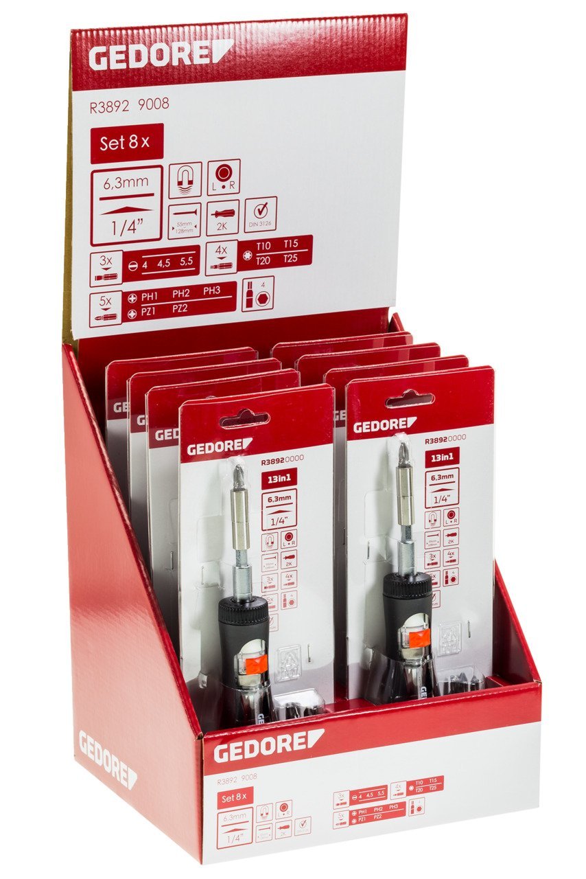 GEDORE R38929008 Display 8x Knarrenschraubendreher Bit-Teleskop Produktbild img1 L