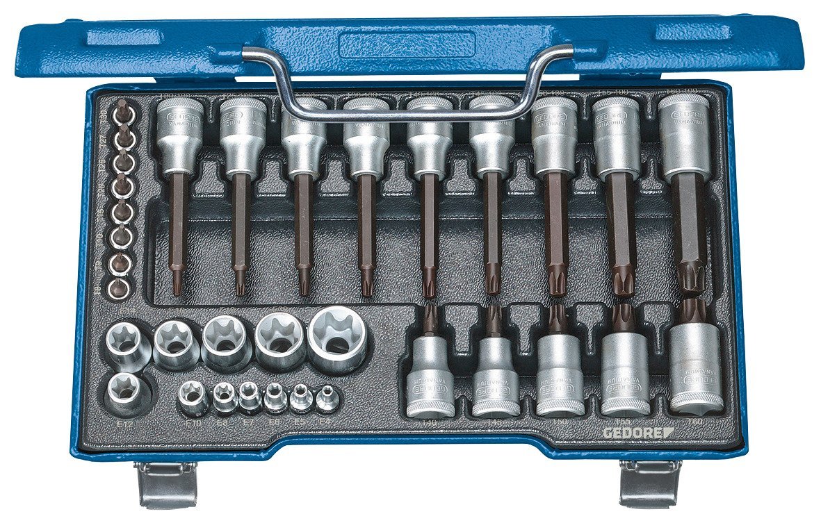 GEDORE 19 TX 20 Schraubendreher-Satz 1/2"+1/4" 34-teilig TX Produktbild img1 L