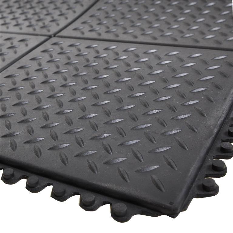 Arbeitsplatzsteckmatte SBR/NR, schwarz, Diamantprofil 13mm, 900x900mm Produktbild img1 L