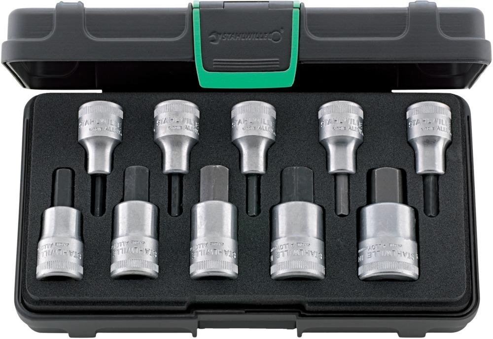 STAHLWILLE Schraubendrehereinsatz- Garnitur 1/2" 6-kant 4- 19mm 10-teilig Produktbild img1 L