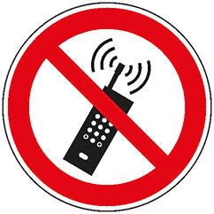 SAFETYMARKING Verbotsschild Eingeschaltete Mobiltelefone verboten Folie ø 100mm Produktbild img1 L