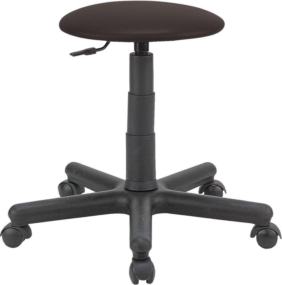 Drehhocker Goliath mit Rollen Sitzhöhe 395-530mm Kunstledersitz schwarz Produktbild img1 L