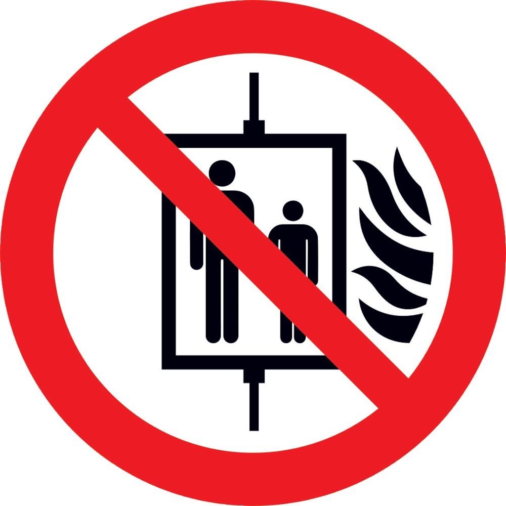 SAFETYMARKING Verbotsschild Aufzug im Brandfall nicht benutzen Folie ø 100mm Produktbild img1 L