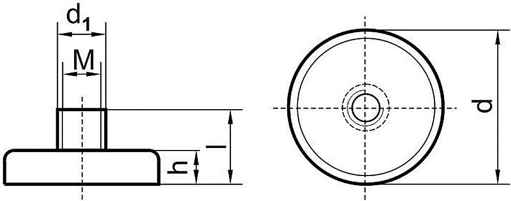 Neodym-Magnet-Flachgreifer mit Gewindebuchse Produktbild img2 L