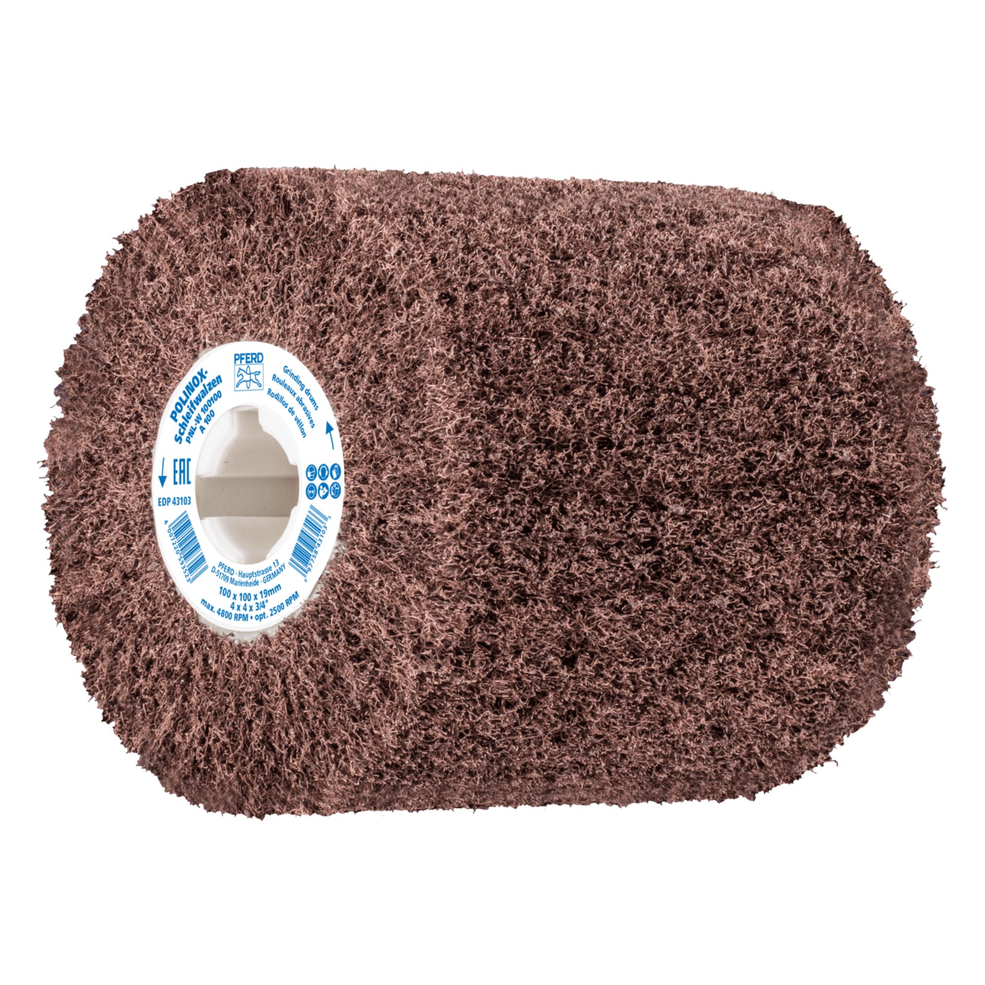 PFERD TOOLS POLINOX Vlies-Schleifwalze PNL Ø 100x100mm Keilnut 19 mm A100 für Feinschliff und Finish Produktbild img1 L