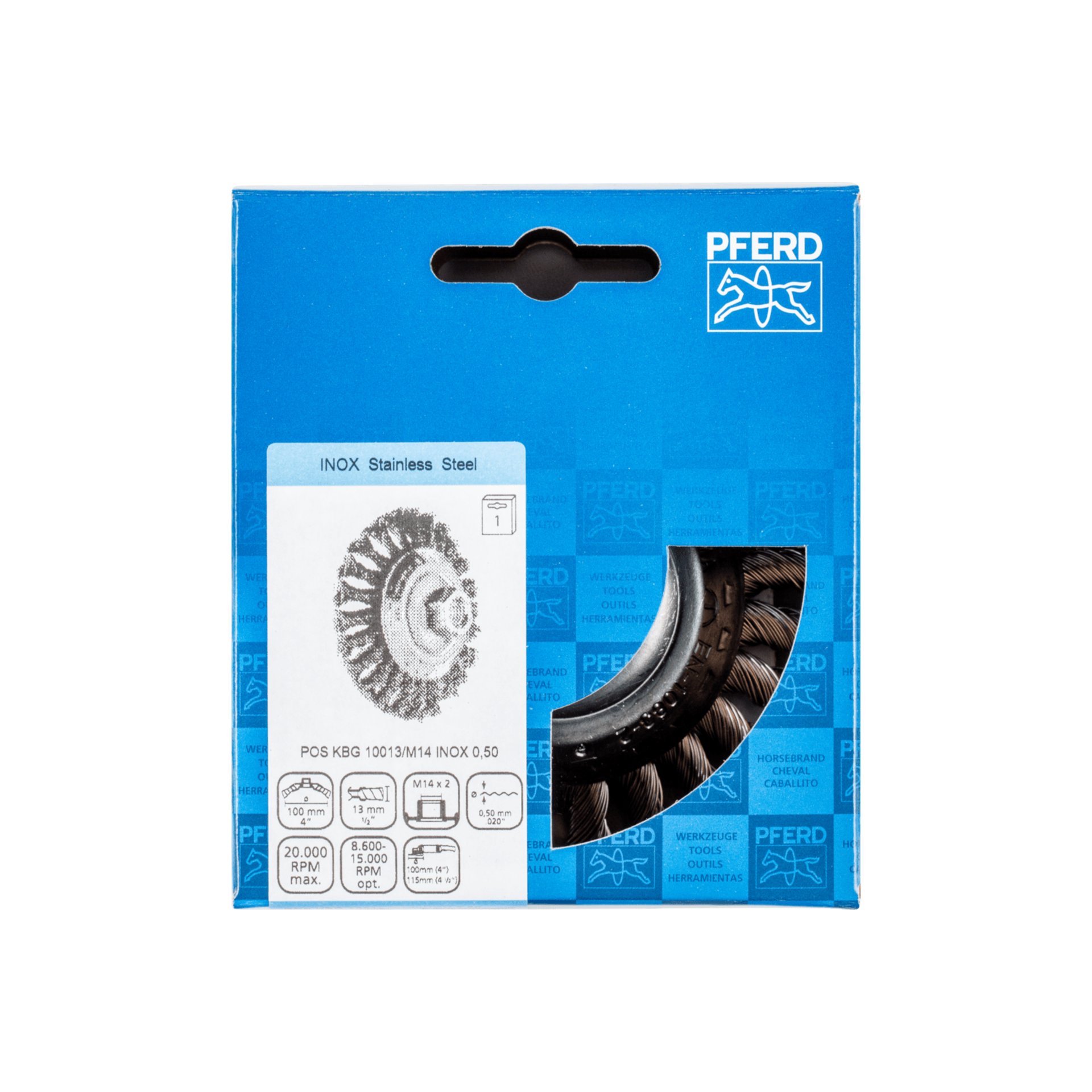 PFERD TOOLS Kegelbürste gezopft KBG Ø 100x13 mm M14 Edelstahl-Draht-Ø 0,50mm Winkelschleifer (1) Produktbild img2 L