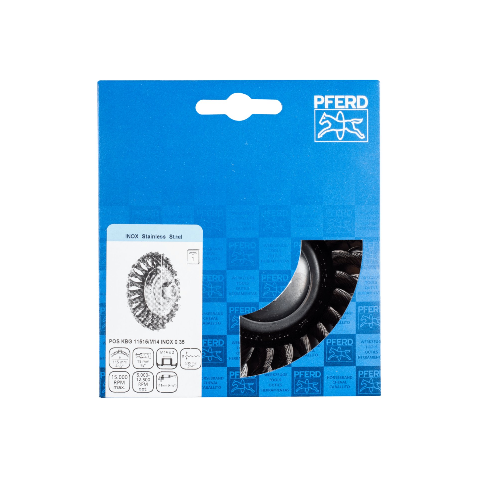 PFERD TOOLS Kegelbürste gezopft KBG Ø 115x15 mm M14 Edelstahl-Draht-Ø 0,35 mm Winkelschleifer (1) Produktbild img2 L