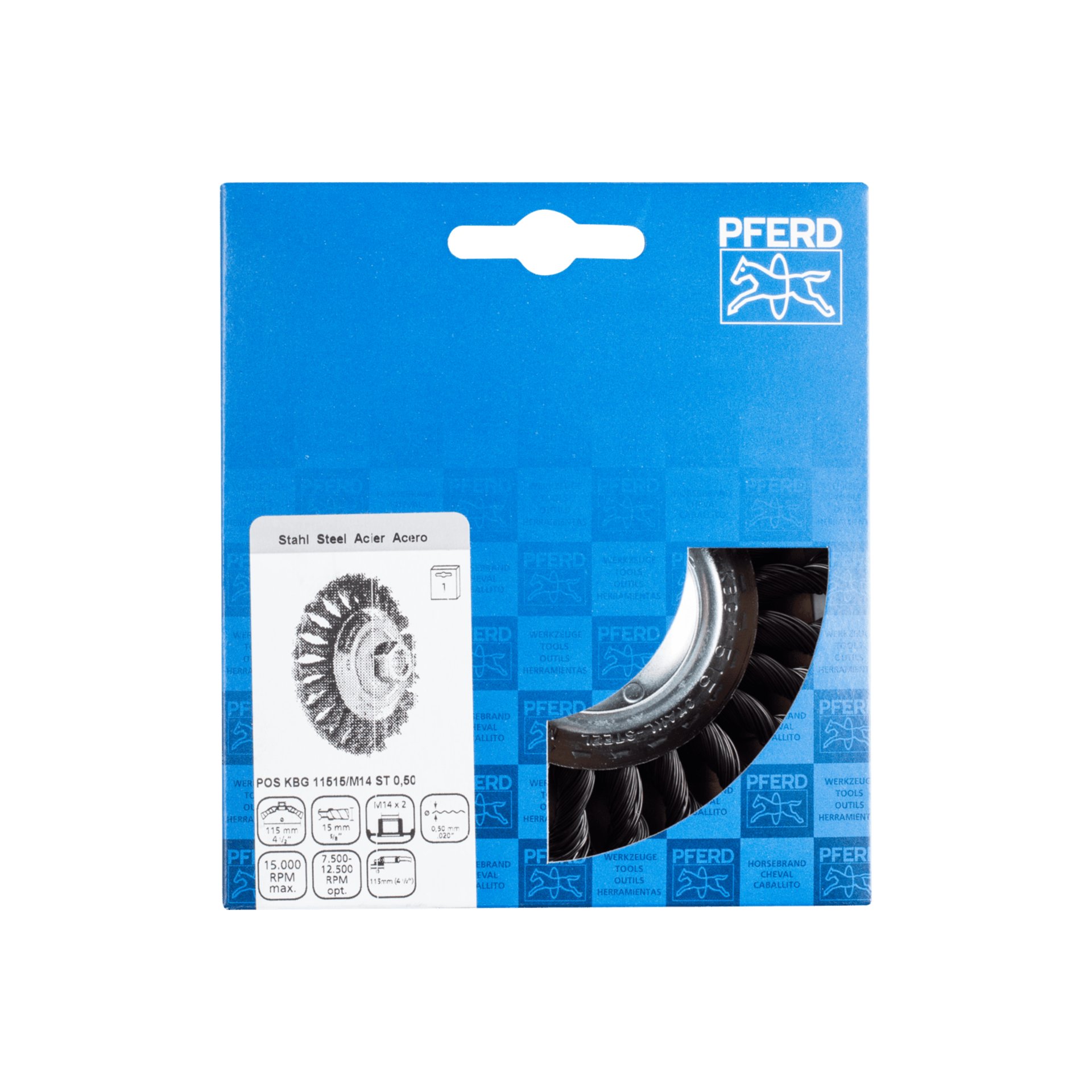 PFERD TOOLS Kegelbürste gezopft KBG Ø 115x15 mm M14 Stahl-Draht-Ø 0,50mm Winkelschleifer (1) Produktbild img2 L