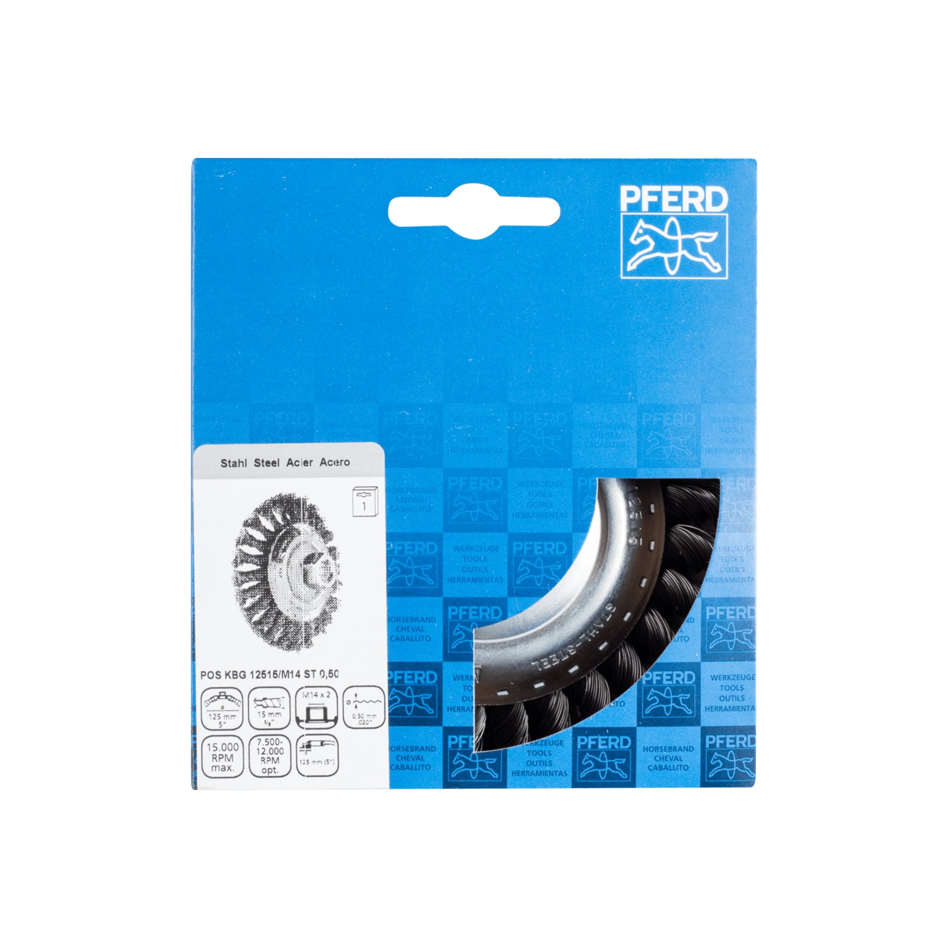 PFERD TOOLS Kegelbürste gezopft KBG Ø 125x15 mm M14 Stahl-Draht-Ø 0,50mm Winkelschleifer Produktbild img2 L