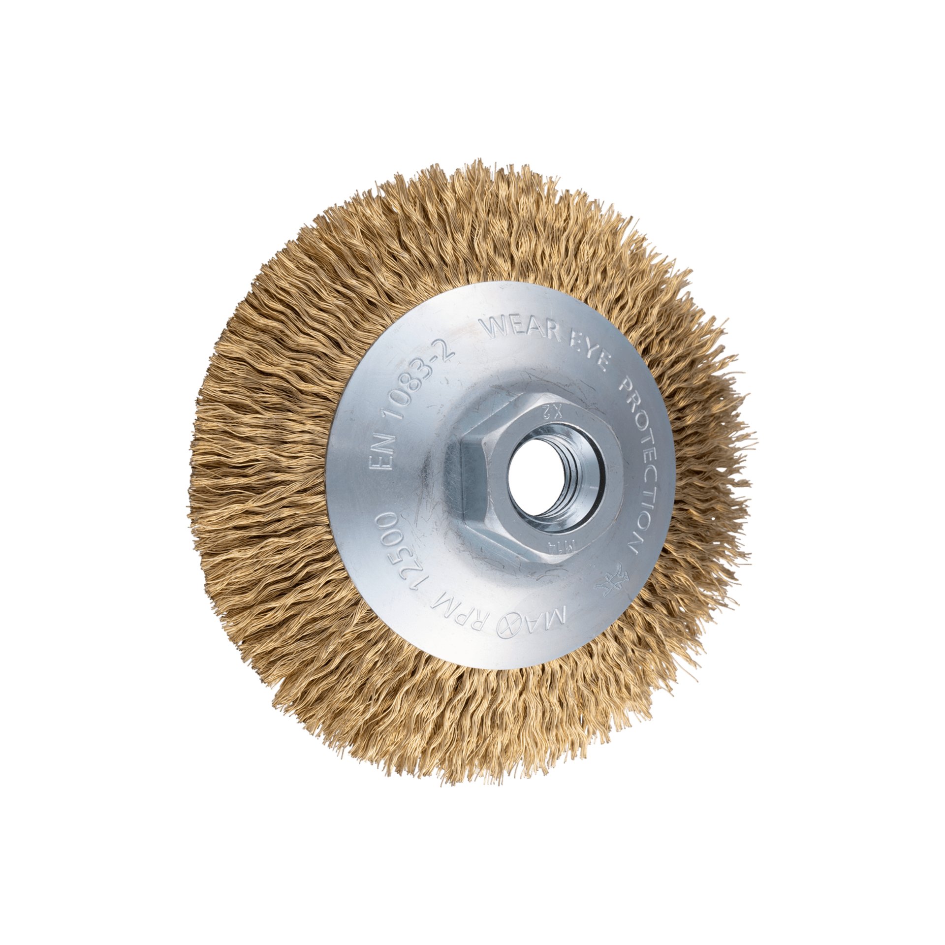 PFERD TOOLS Kegelbürste ungezopft KBU Ø 100x10mm M14 vermessingter Stahl-Litzen-Draht-Ø 0,20 mm Winkelschleifer Produktbild img1 L