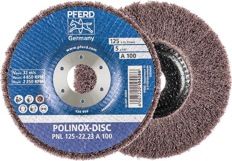 PFERD TOOLS POLINOX Vlies-Schleifdisc PNL Ø 125 mm Bohrung-Ø 22,23 mm A280 für Feinschliff und Finish Produktbild img1 L