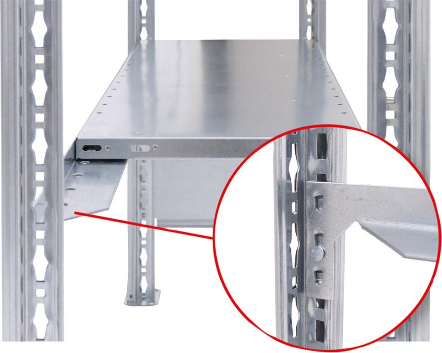 Steckregal m.LängenriegelB1000xT300xH2500 mm Grundfeld 6 Böden vzk Fachlast 150kg Produktbild img2 L