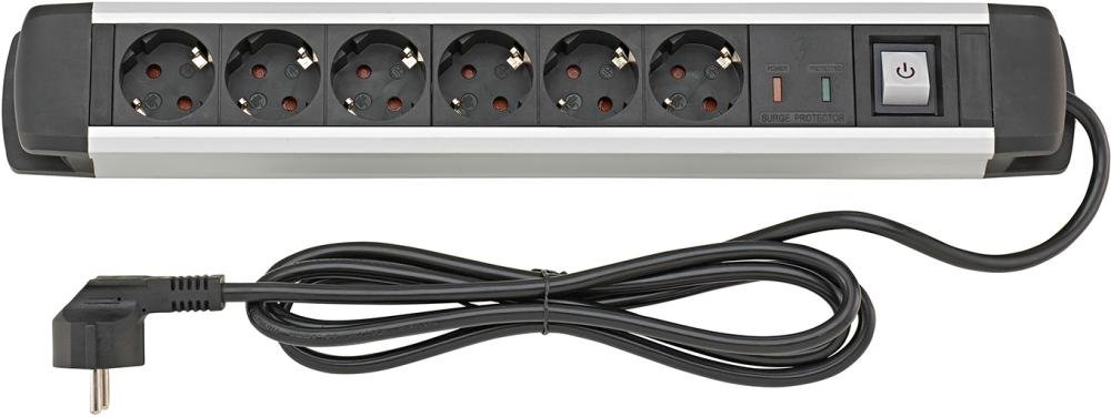 FORTIS Steckdosenleiste 6-fach 1,6m H05VV-F3G1,5 Aluminium Produktbild img1 L