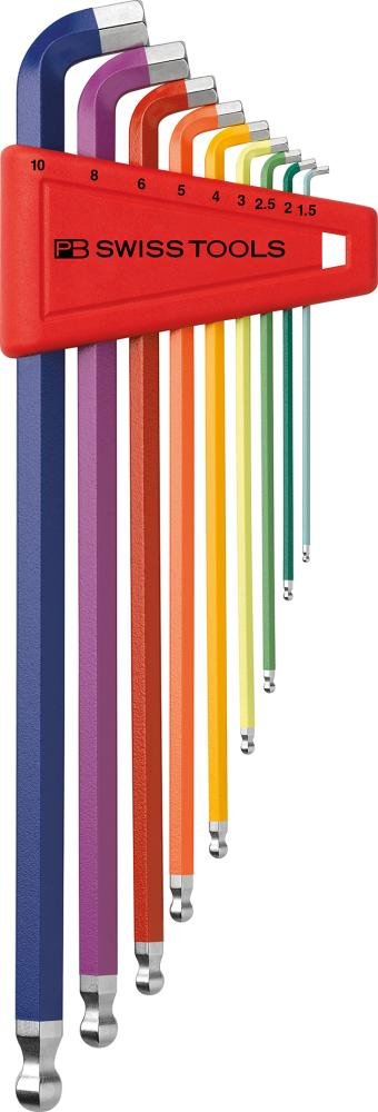 PB SWISS TOOLS Winkelschraubendrehersatz100° farbig 6-kant 1,5- 10mm 9-teilig im Halter Produktbild img1 L