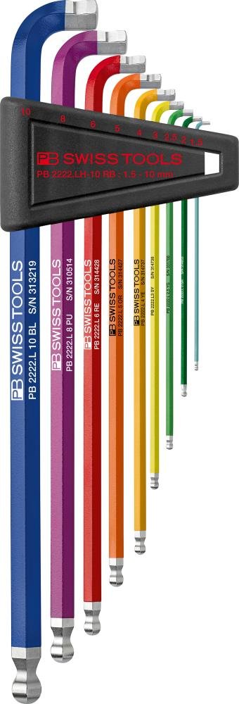 PB SWISS TOOLS Winkelsch-raubendrehersatz 90°/100°farbig 6-kant 1,5-10mm 9-teilig im Halter Produktbild img1 L