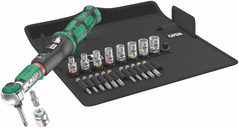 WERA Drehmomentschlüssel-Garn-itur Safe-Torque für 1/4-"-Bits 2-12Nm 23-teilig Produktbild img1 L