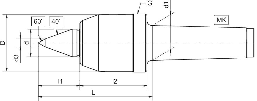 Körnerspitze schlank, mitlaufend Produktbild img2 L