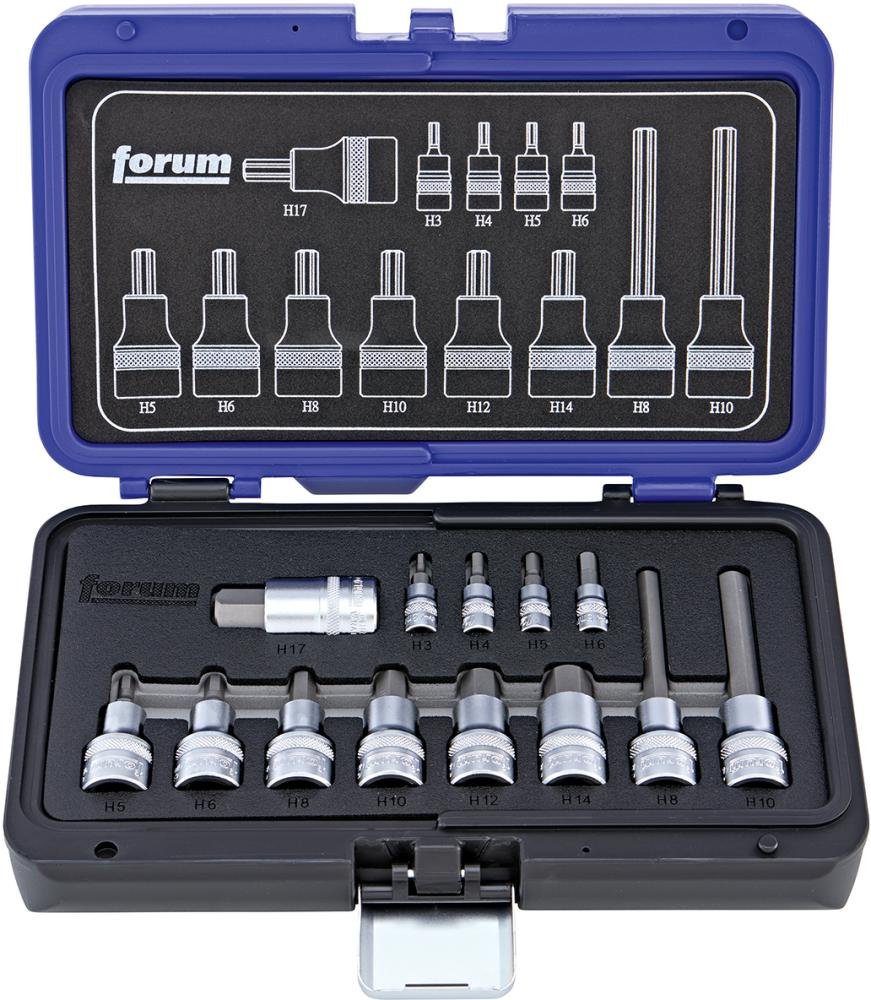 FORUM Schraubendrehereinsatz- Garnitur 1/4"+1/2" 6-kant3-17mm 13-teilig Produktbild img1 L