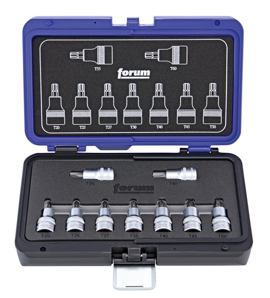 FORUM Schraubendrehereinsatz- Garnitur 1/2" TX T20-T60 9-teilig Produktbild img1 L