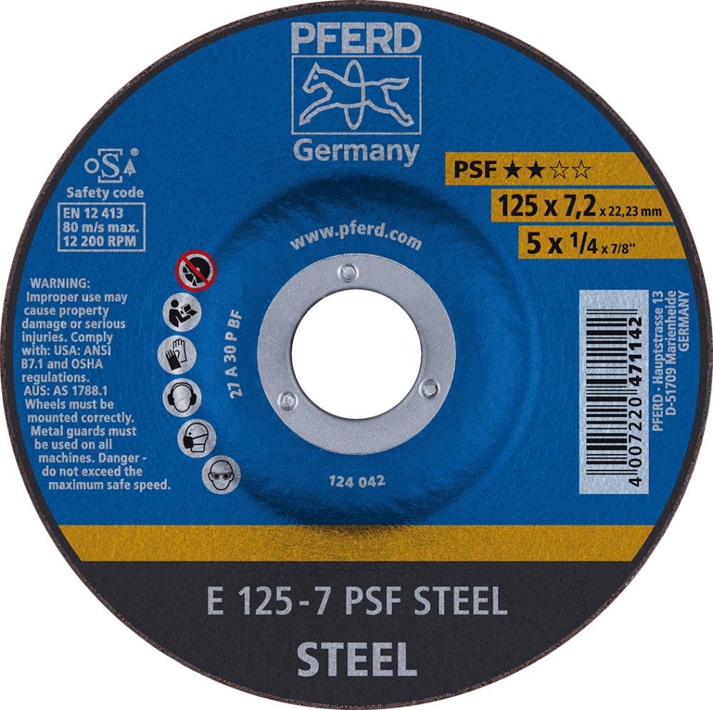 Schruppscheibe E 125x7,2x22,23 mm Universallinie PSF STEEL für Stahl (10) Produktbild img1 L
