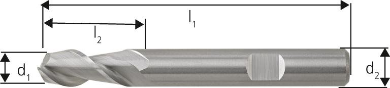 FORUM Vollhartmetall-Schaftfräser für Aluminium – lang, 2 Schneiden Produktbild img2 L