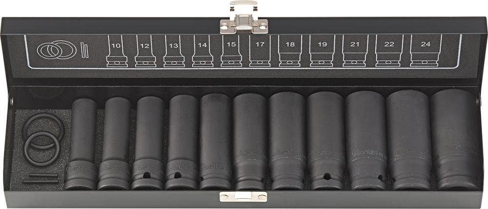 FORTIS Kraft- Steckschlüsseleinsatz- Garnitur 1/2" lang 15- teilig Produktbild img1 L