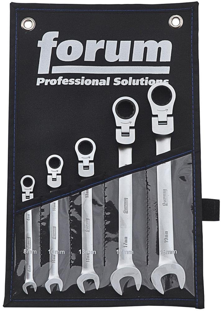 Gelenk-Ratschenschlüssel-Satz 8-19mm 5-teilig in Rolltasche FORUM Produktbild img1 L