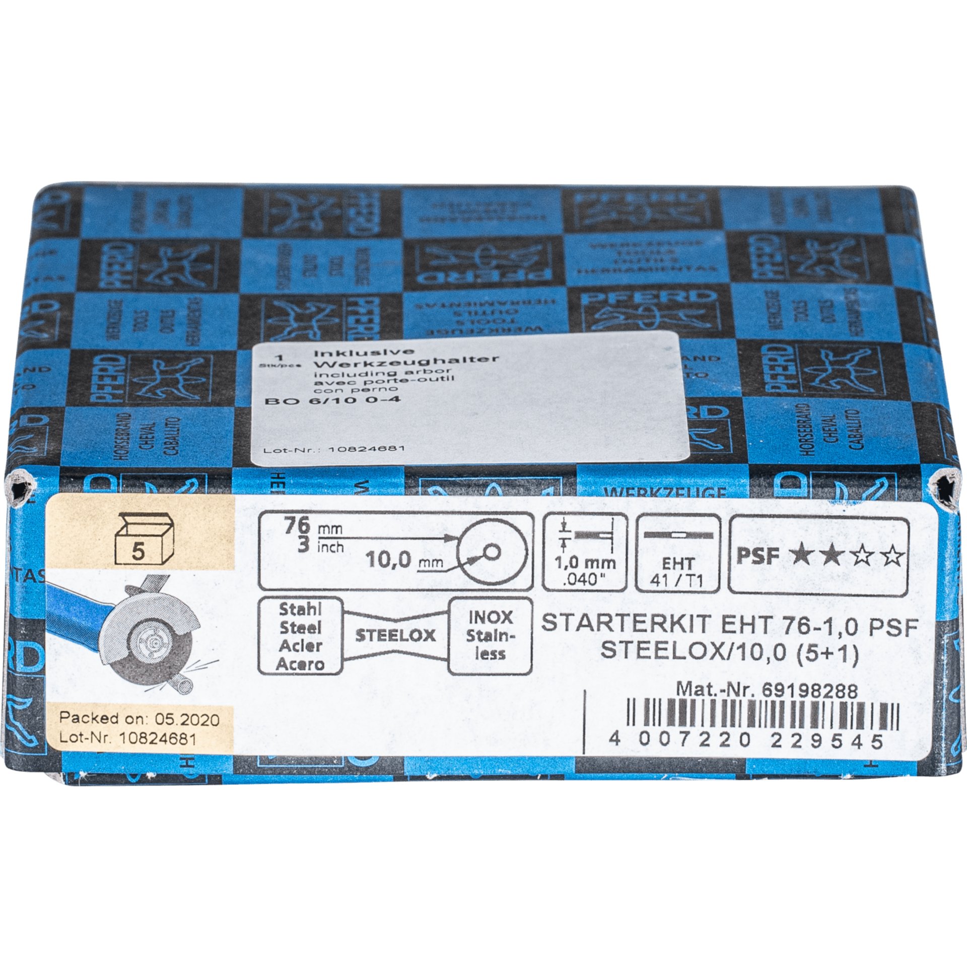 5x Trennscheiben EHT 76x1,0x10 mm gerade PSF STEELOX für Stahl/Edelstahl mit 1x Aufspannbolzen Produktbild img2 L