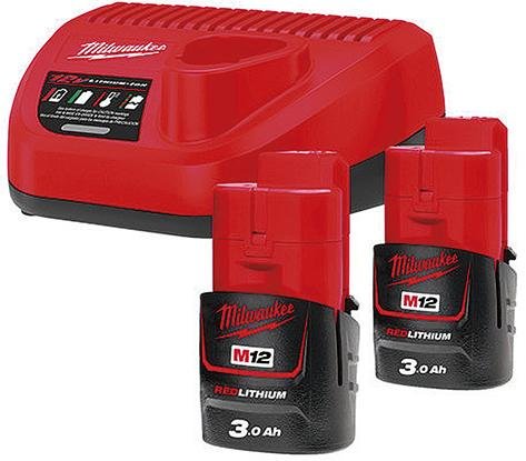 Milwaukee Akku-Starter Set M12 NRG-302 2x12,0 V 3,0 Ah Ladegerät C12 C Karton Produktbild img1 L