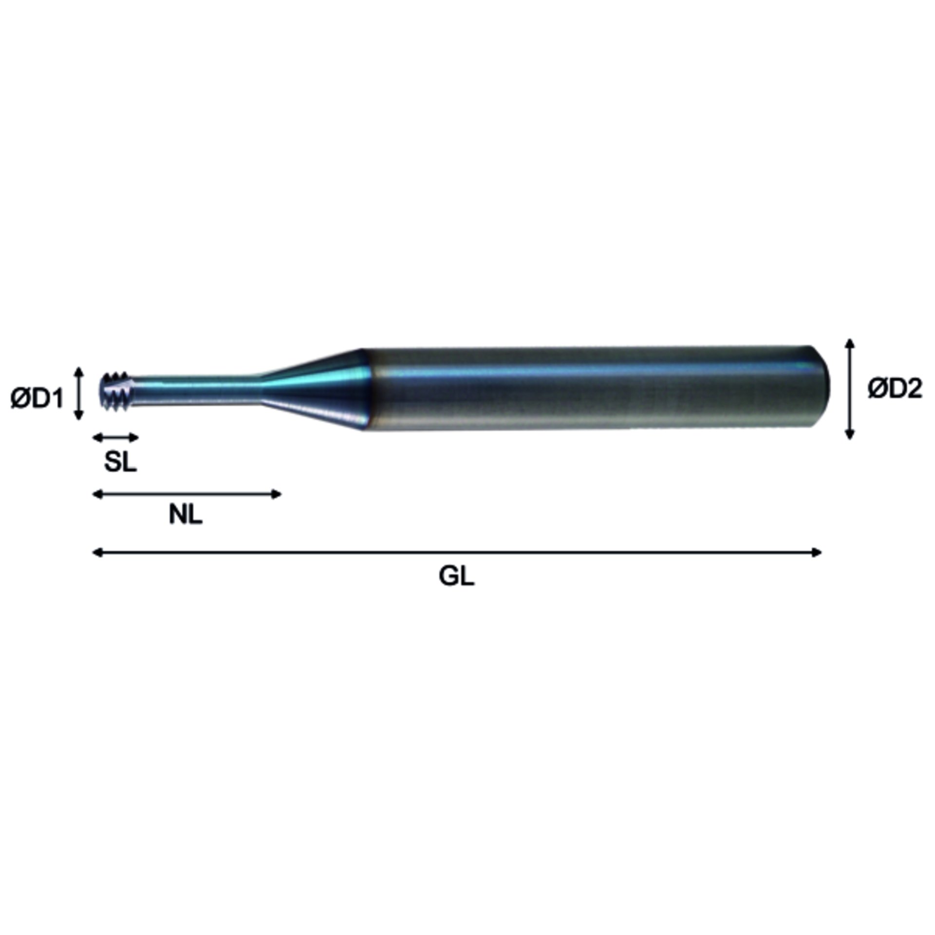 VARGUS Gewindefräser M2.5X0.45-3XD | 3 x D (L1 ? 3 Gewindedurchmesser) Produktbild img1 L