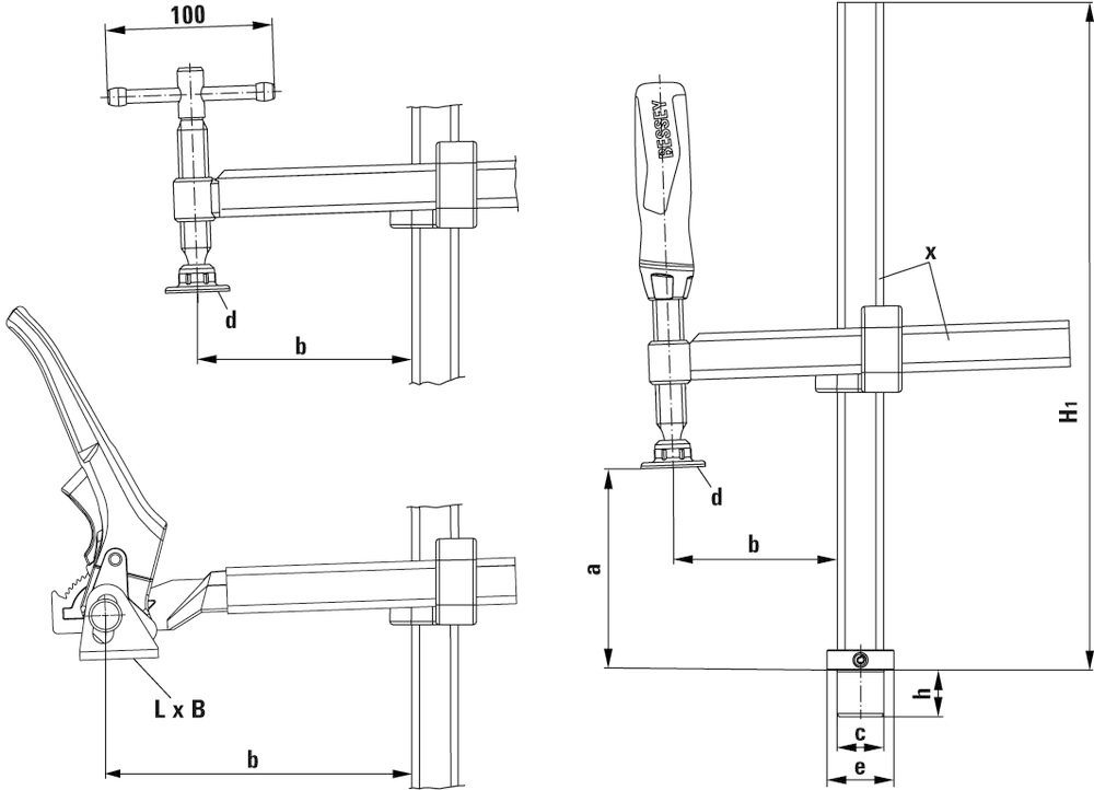 Bessey Spannelement mit variabler Ausladung TWV Produktbild img11 L