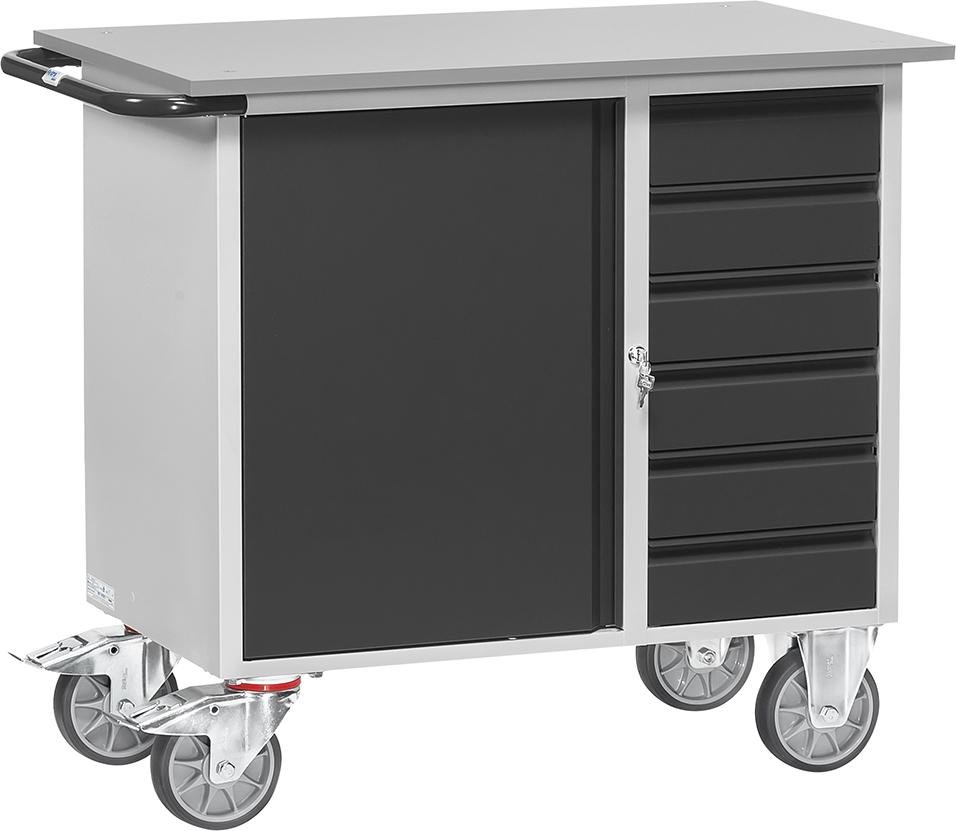 FETRA Werkstattwagen 2450 Tragkraft 400kg mit 6 Schubladen H985xø590mm RAL7035/7016 Produktbild img1 L