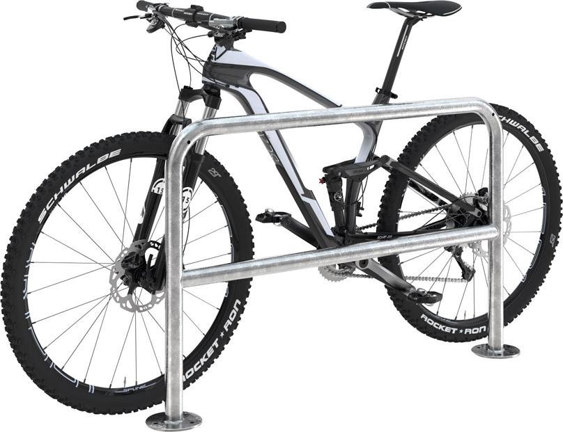 Fahrrad-Anlehnbügel Edelstahl, L 1000 mm zum Aufdübeln mit Querholm Produktbild img1 L