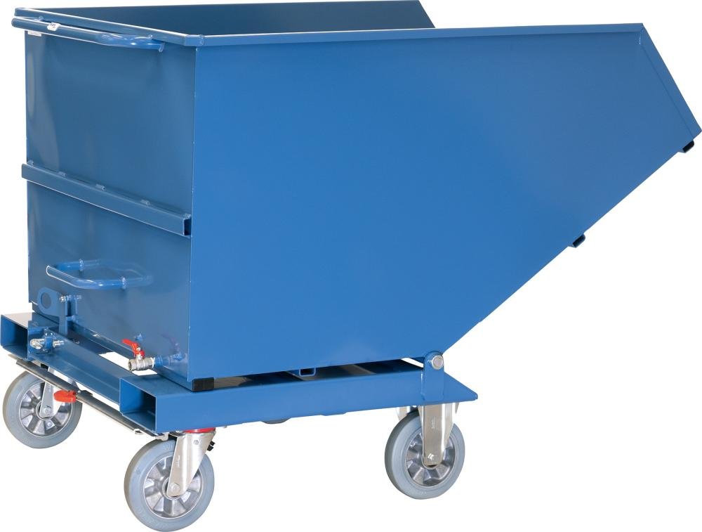 Muldenkipper 800l B1105xT1458xH1099 mm RAL 5007 Tragkraft 800kg mit Ablasshahn Produktbild img4 L