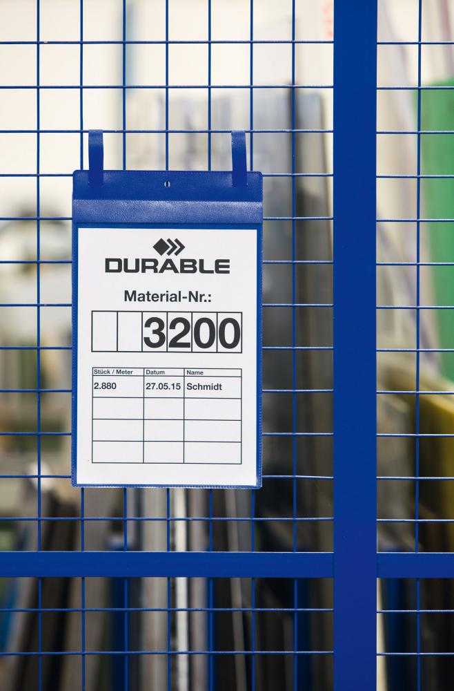 DURABLE Kennzeichnungstasche mit Bügel dunkelblau DIN A4 hoch 50 Stück Produktbild img2 L